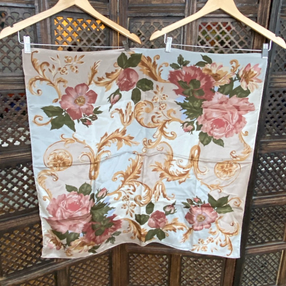 Vintage Liz Claiborne Floral 100% Silk Scarf